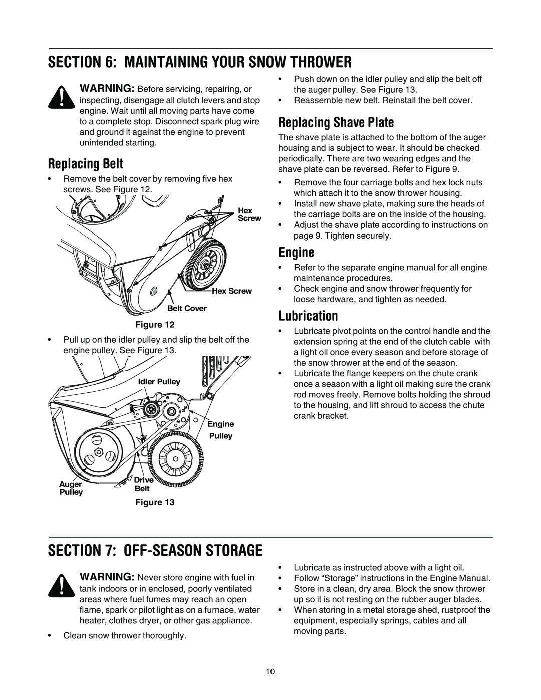 Troy-Bilt 521, 721 manual Maintaining Your Snow Thrower, OFF-SEASON Storage 