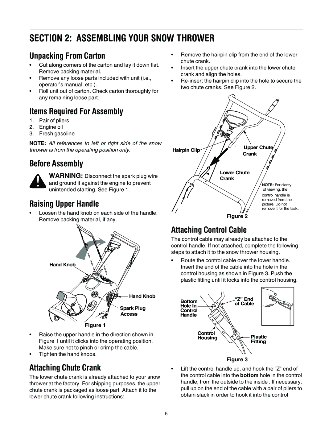 Troy-Bilt 721, 521 manual Assembling Your Snow Thrower 