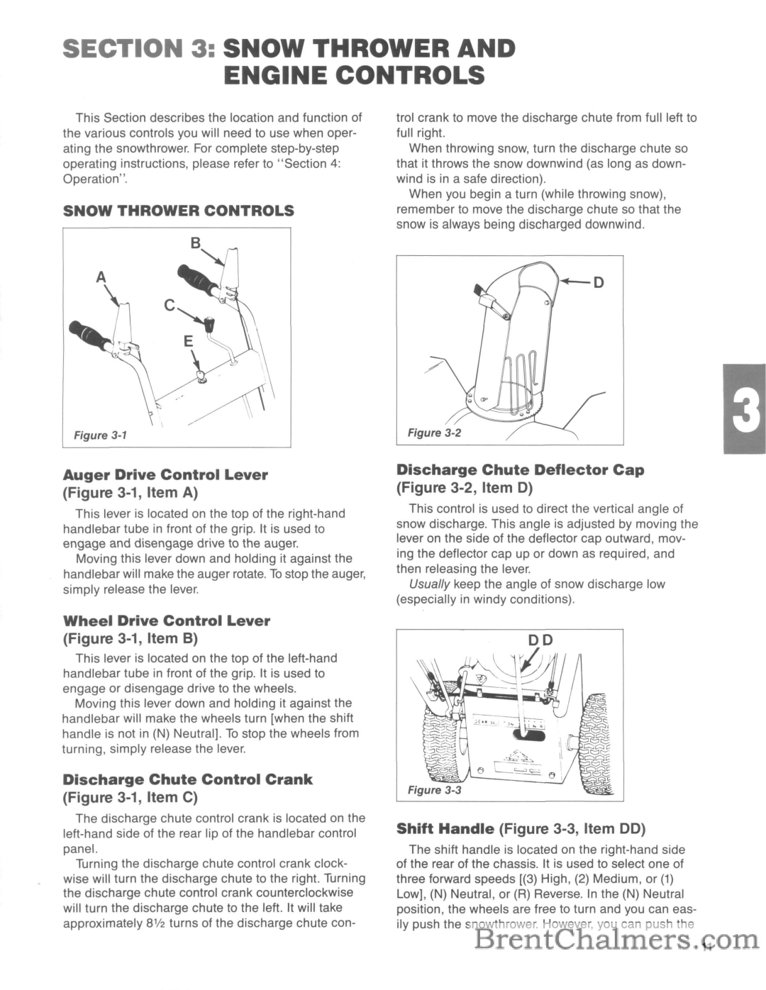 Troy-Bilt 5210R manual Snow Thrower and Engine Controls, Snow Thrower Controls 