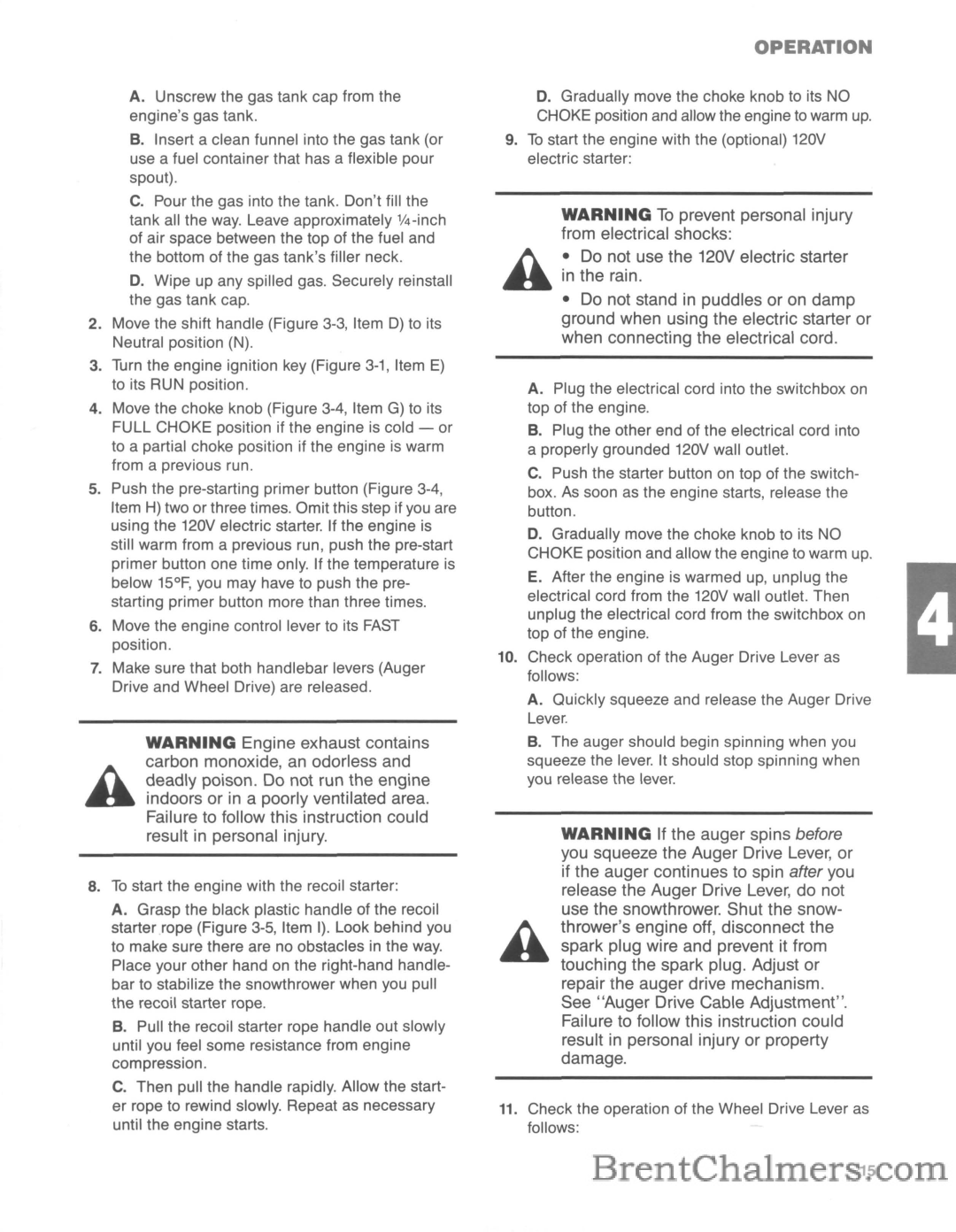 Troy-Bilt 5210R manual Operation 