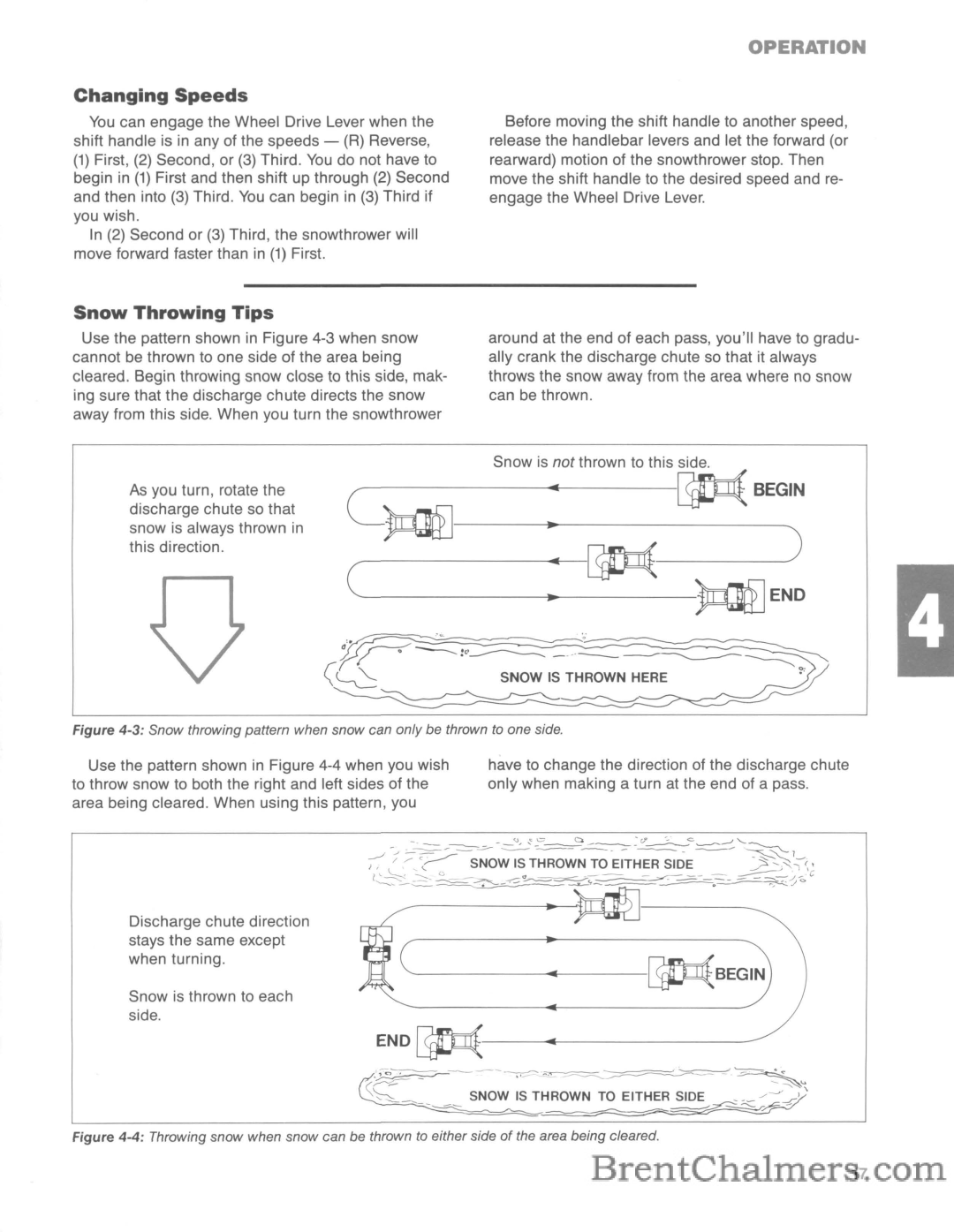 Troy-Bilt 5210R manual Operation, Changing Speeds, Snow Throwing Tips 