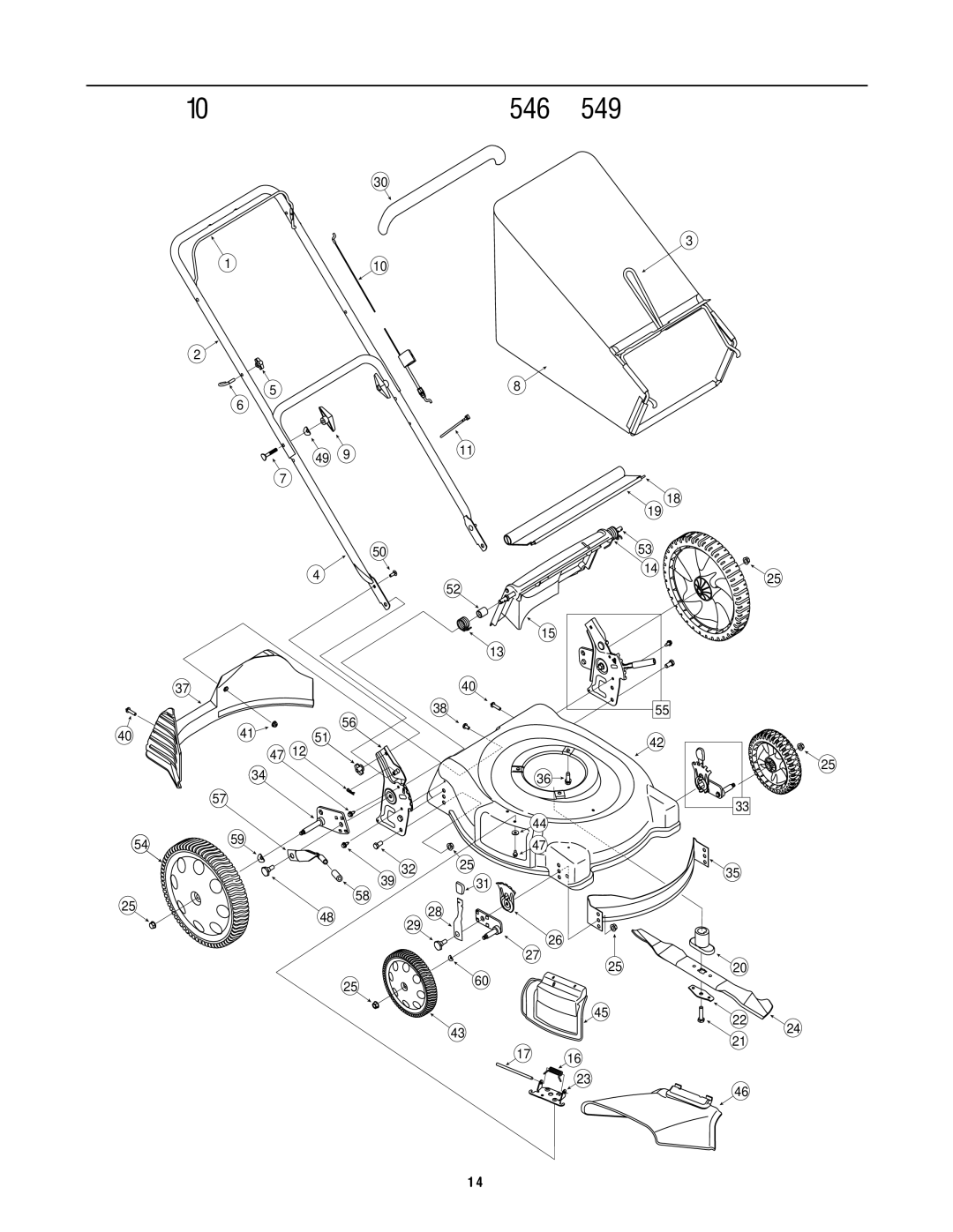 Troy-Bilt 549 manual Parts List for Models 546 