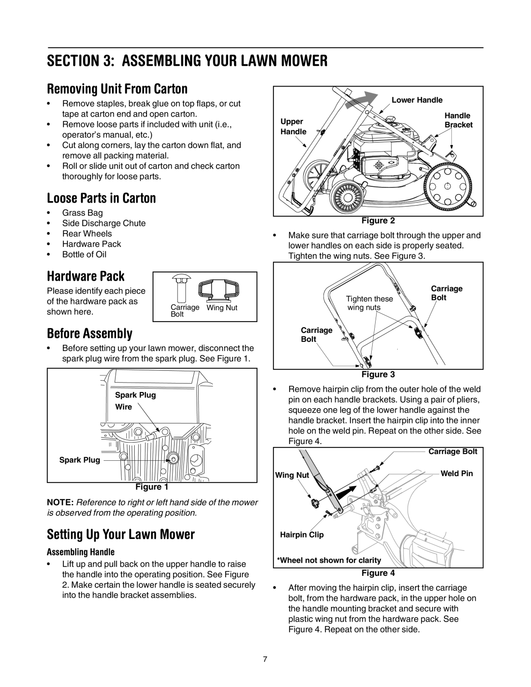 Troy-Bilt 549, 546 manual Assembling Your Lawn Mower, Removing Unit From Carton, Hardware Pack, Before Assembly 