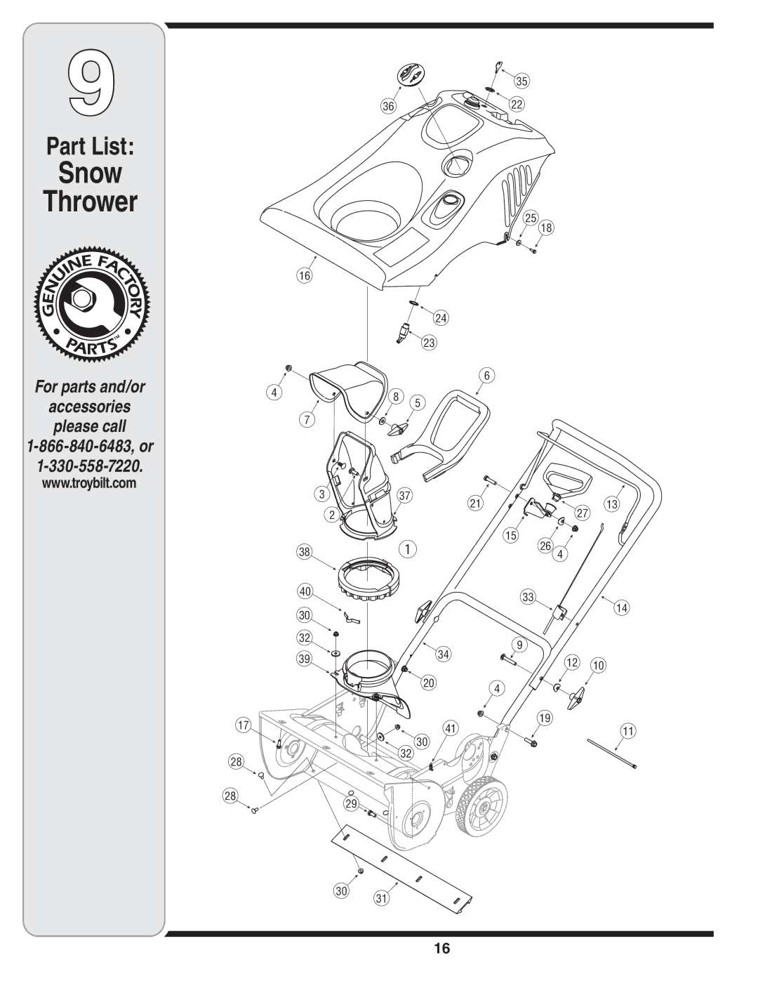 Troy-Bilt 5521 warranty Snow Thrower 