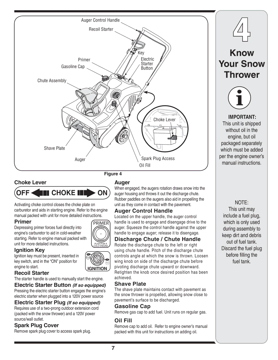 Troy-Bilt 5521 warranty Know Your Snow Thrower 