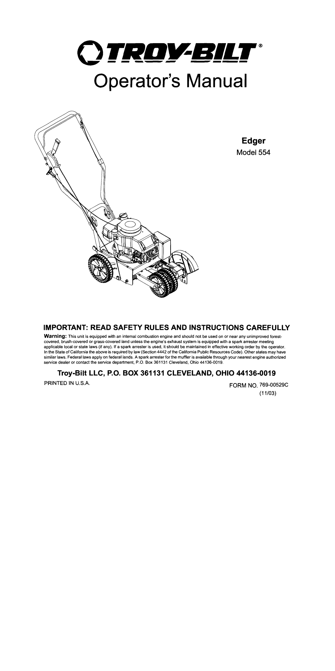 Troy-Bilt 554 manual 