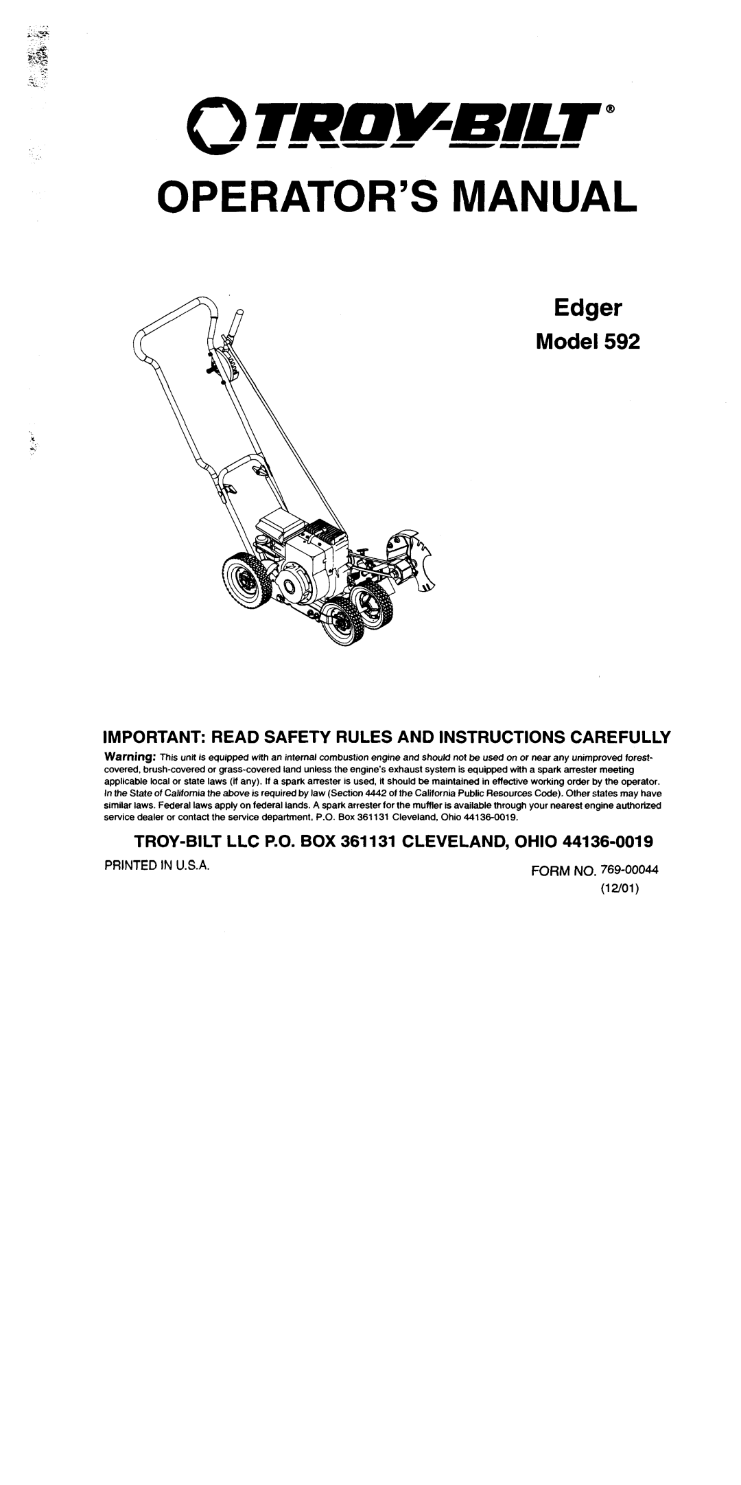 Troy-Bilt 592 manual 