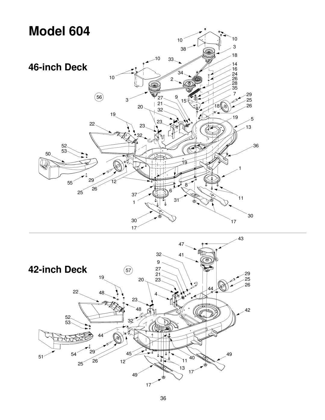 Troy-Bilt 604 manual Inch Deck 