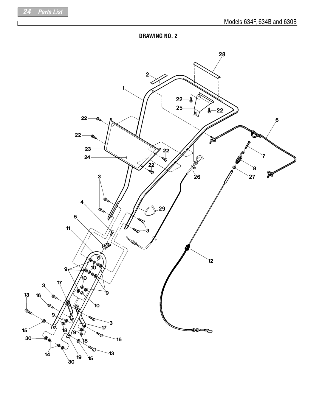 Troy-Bilt 630B-Tuffy, 634F-Bronco, 634B-Super Bronco manual Parts List 