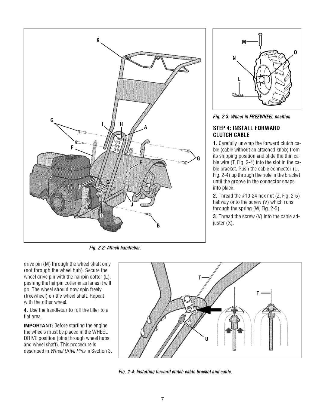 Troy-Bilt 1634A, 630C manual Install Forward Clutch Cable, Attachhandlebar 