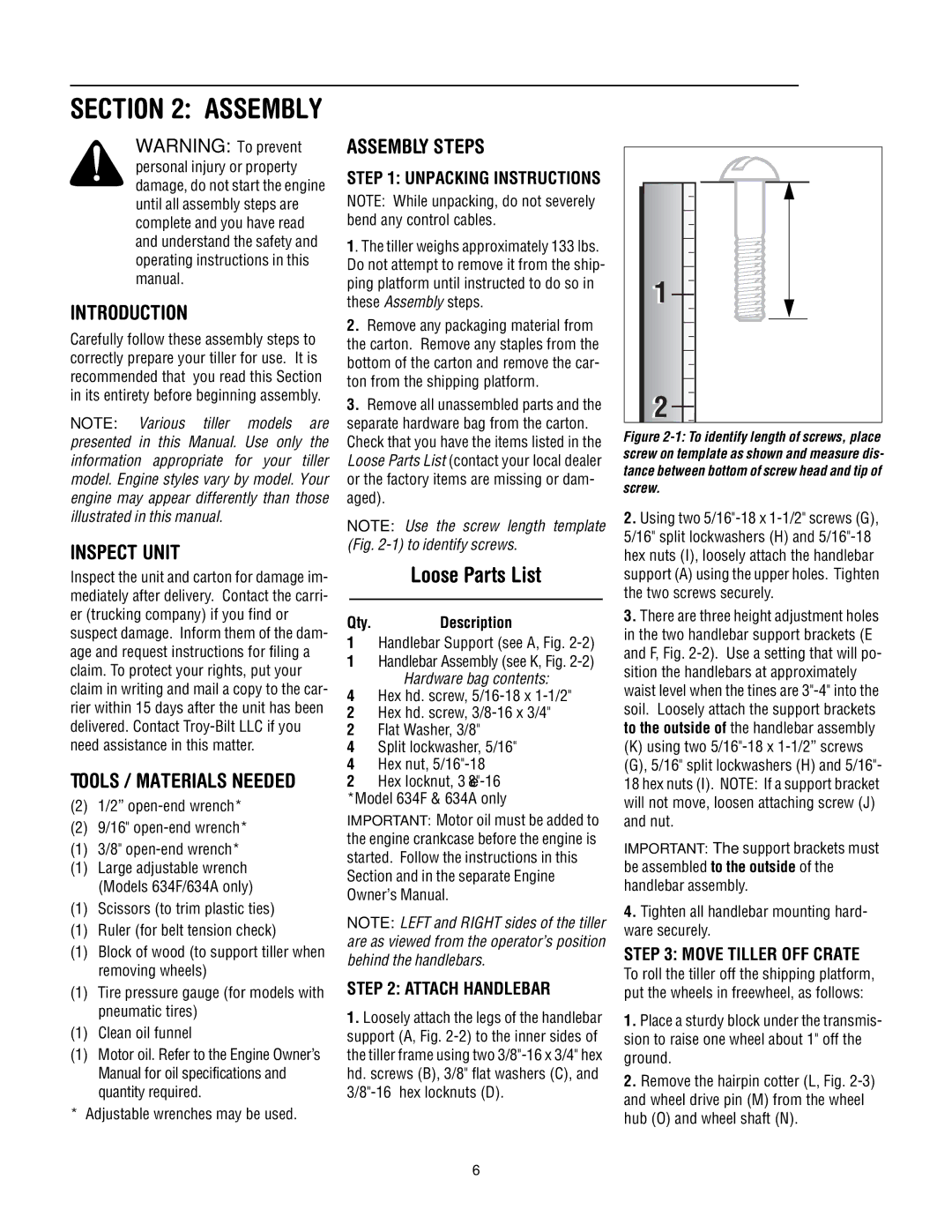 Troy-Bilt 630C-Tuffy manual Introduction, Inspect Unit, Assembly Steps, Unpacking Instructions 