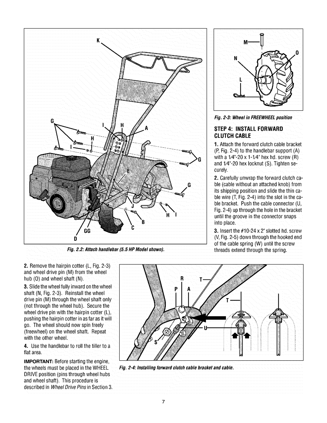 Troy-Bilt 630CN manual Install Forward, Clutch Cable 