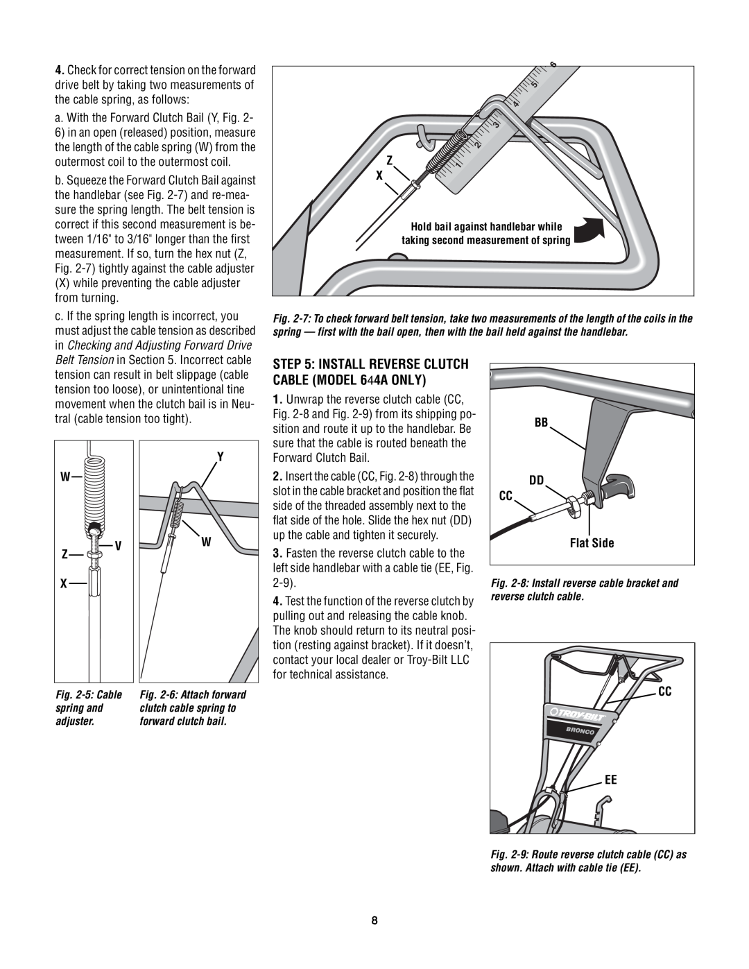 Troy-Bilt 640C - Tuffy CRT, 644A - Super Bronco CRT manual X while preventing the cable adjuster from turning, Flat Side 