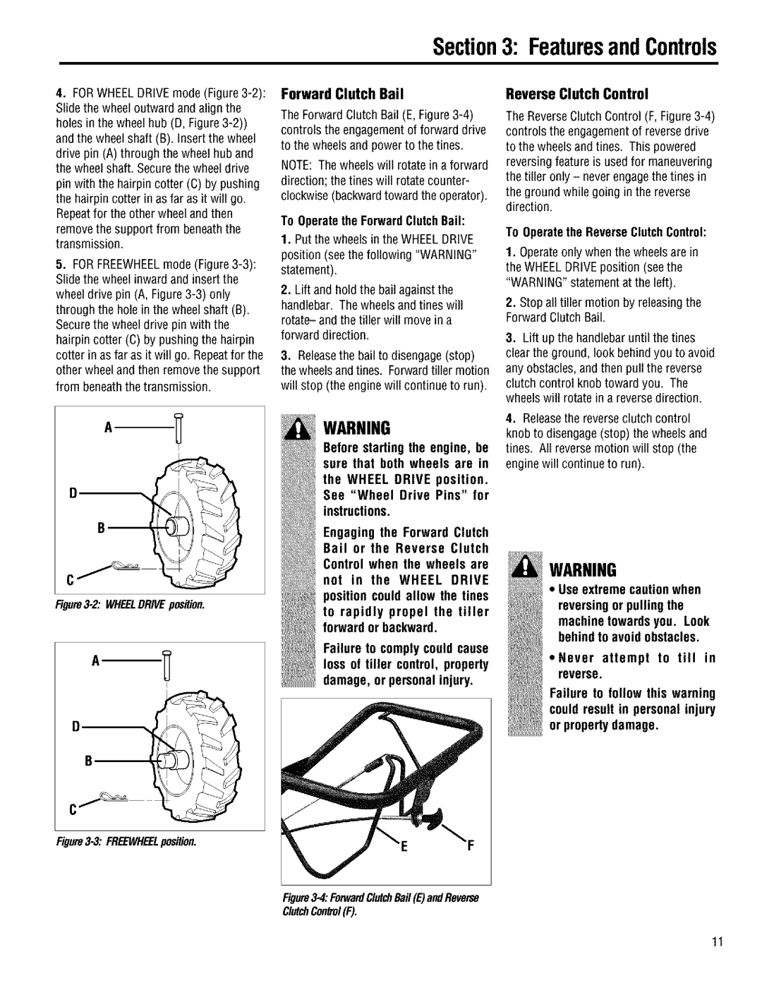 Troy-Bilt 644H manual ReverseClutchControl, Forward Clutch Bail, To Operate the ForwardClutchBail 