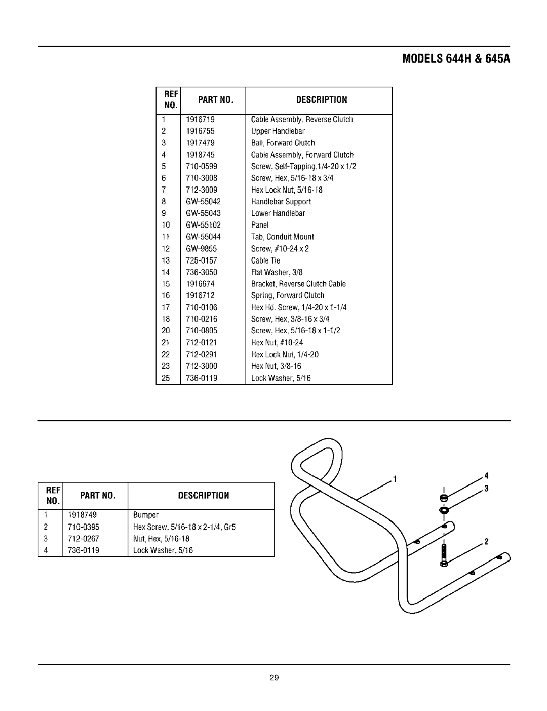 Troy-Bilt 644H manual GW-55042 