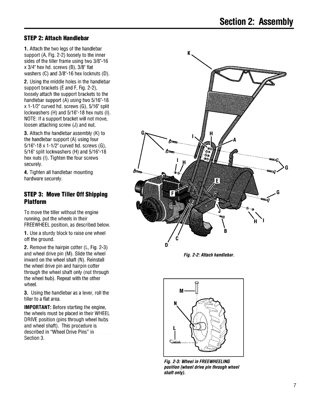 Troy-Bilt 644H manual MoveTiller OffShipping Platform, Attach Handlebar 