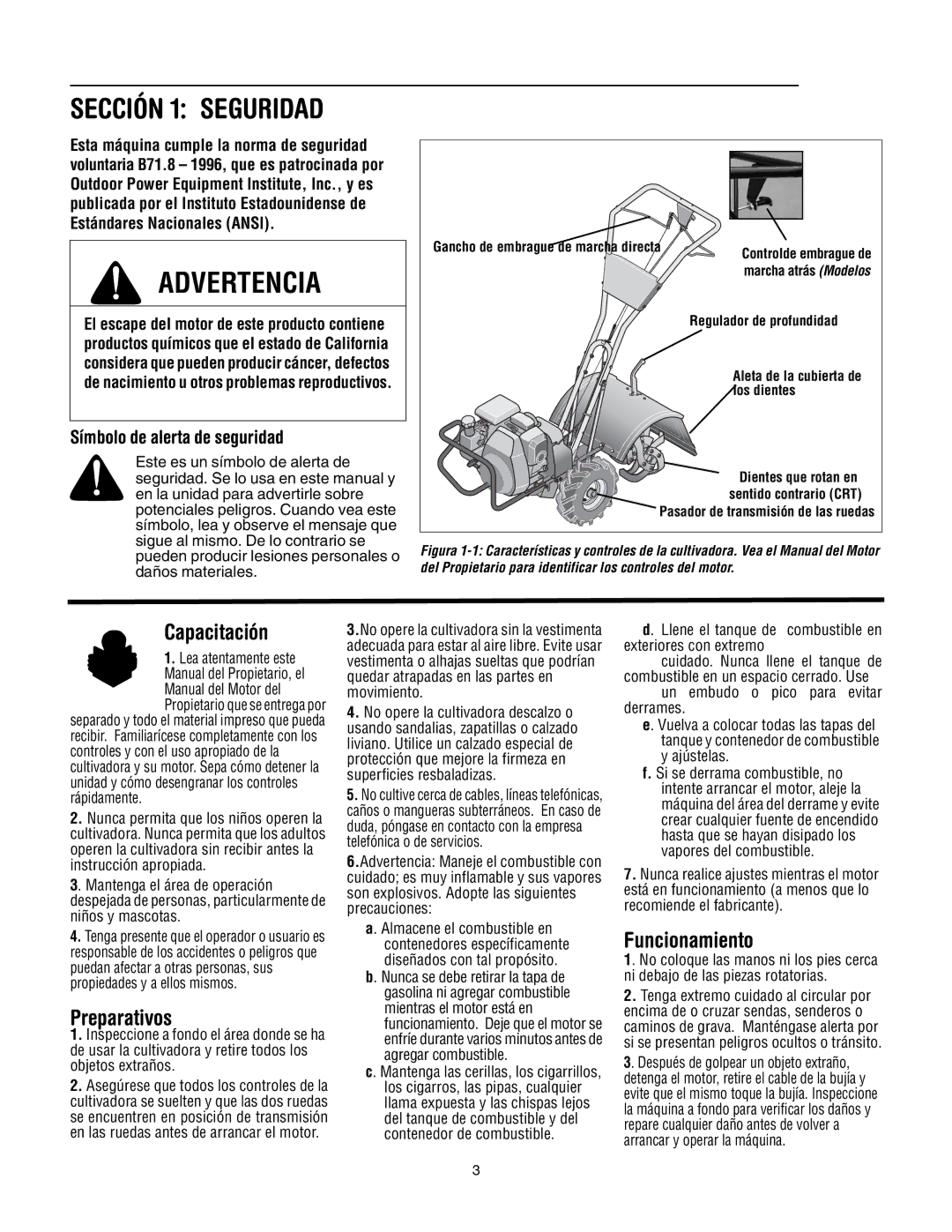 Troy-Bilt 643D-Tuffy/Bronco, 643B, 645A - Super Bronco Símbolo de alerta de seguridad, Lea atentamente este, Ajústelas 