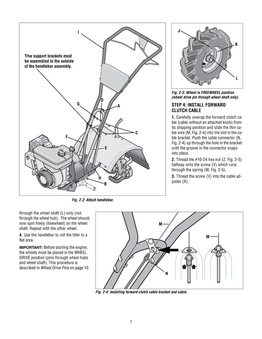 Troy-Bilt 643D-Tuffy/Bronco, 643B, 645A - Super Bronco manual Install Forward Clutch Cable 