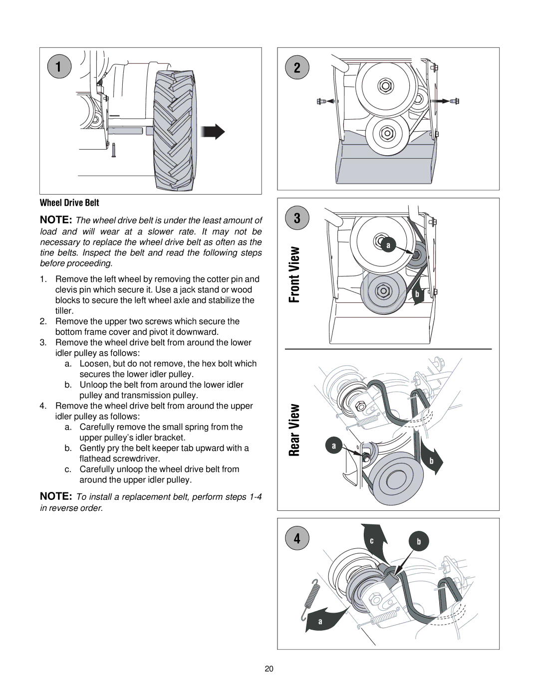 Troy-Bilt 654J manual View, Wheel Drive Belt 