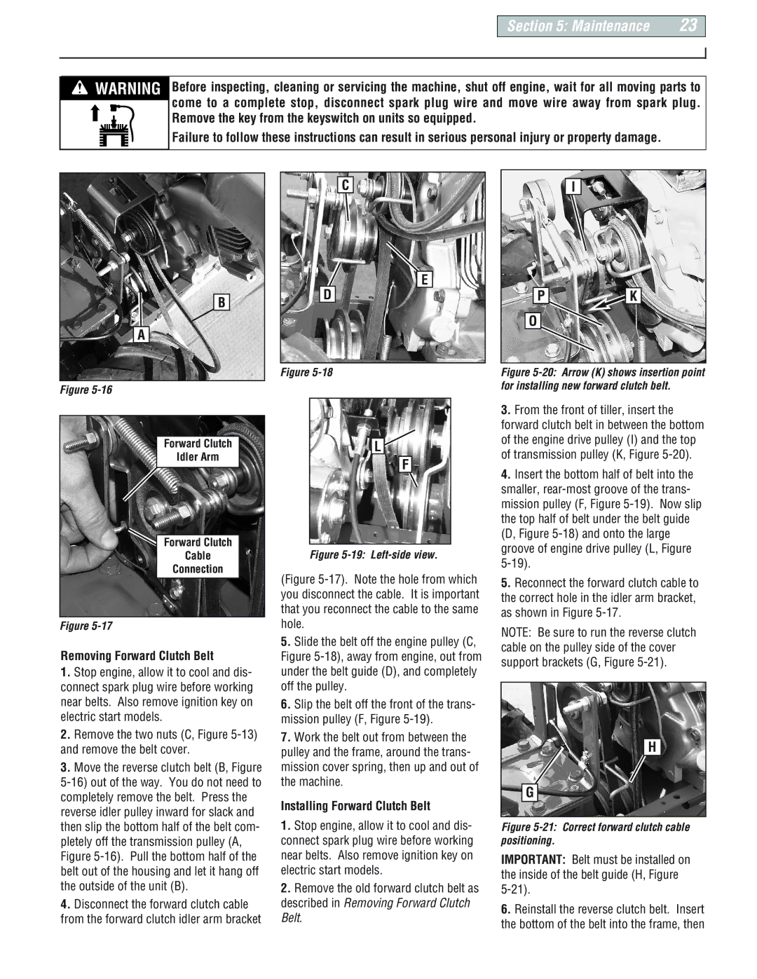 Troy-Bilt E666M, 664D, 665B manual Removing Forward Clutch Belt, Installing Forward Clutch Belt 