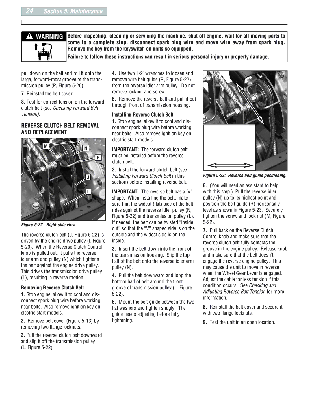 Troy-Bilt 664D Reverse Clutch Belt Removal and Replacement, Removing Reverse Clutch Belt, Installing Reverse Clutch Belt 