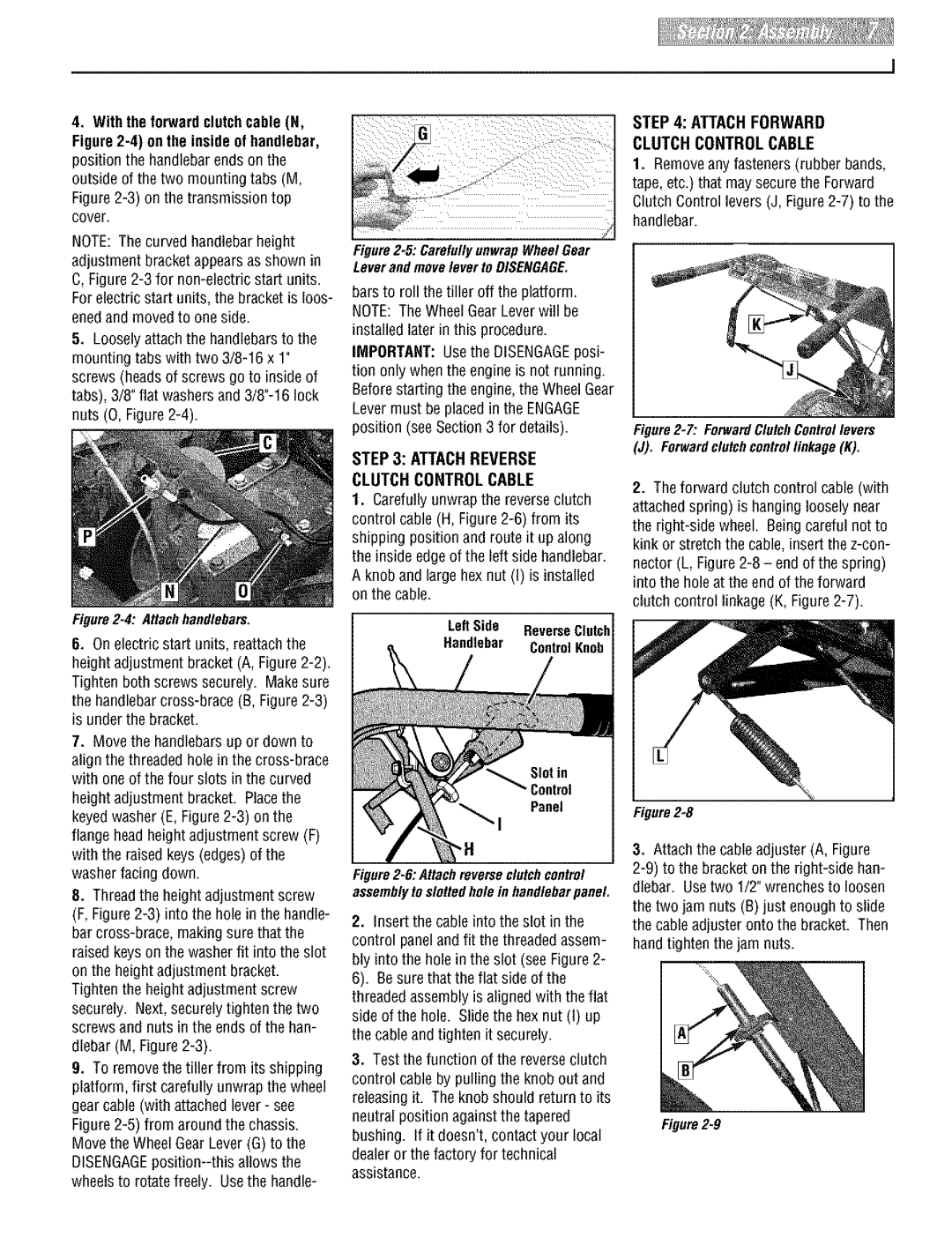 Troy-Bilt E666M, 664D manual Attach Reverse Clutch Control Cable, LeftSide ReverseClutch Handlebar ControlKnob 