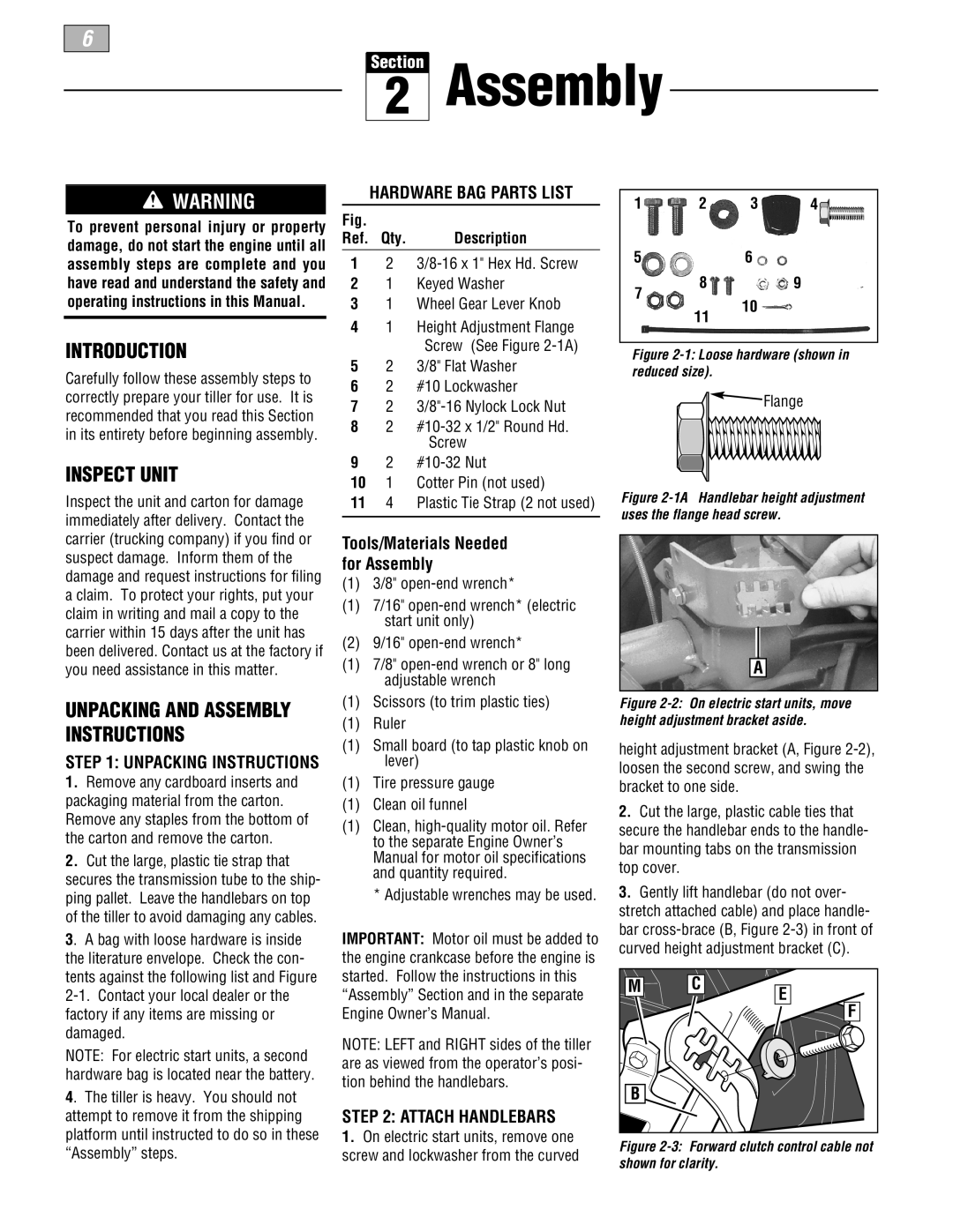 Troy-Bilt 664D-Pony manual Introduction, Inspect Unit, Hardware BAG Parts List, Attach Handlebars, Unpacking Instructions 