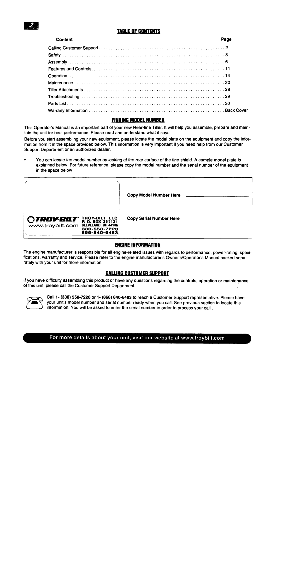 Troy-Bilt 664D manual 