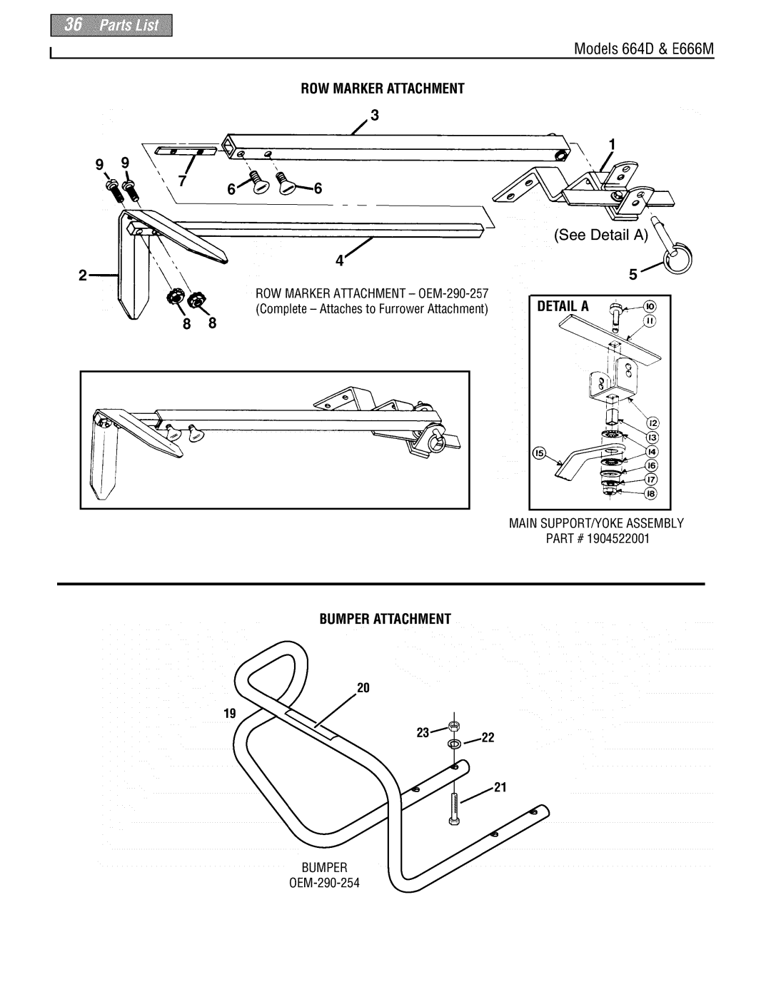 Troy-Bilt 664DM ROW Marker Attachment, Complete Attaches to FurrowerAttachment, Bumper Attachment, Bumper 0EM-290-254 