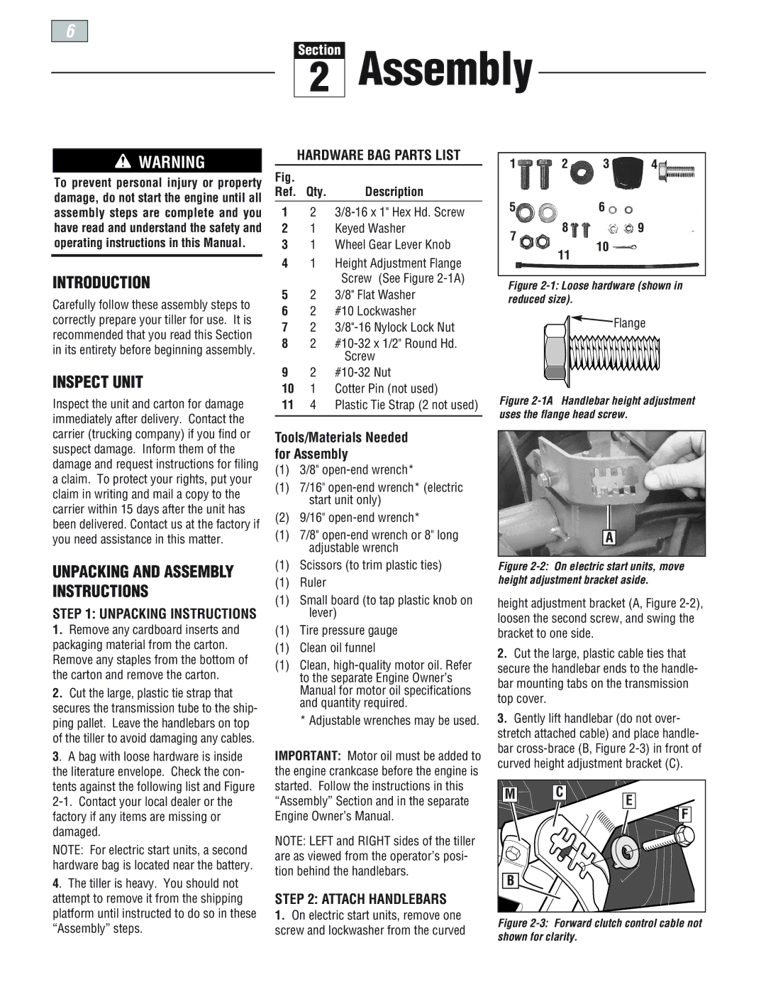 Troy-Bilt 665B Pro-line, 664Dpony manual Assembly, Introduction, Inspect Unit, Hardware BAG Parts List, Attach Handlebars 