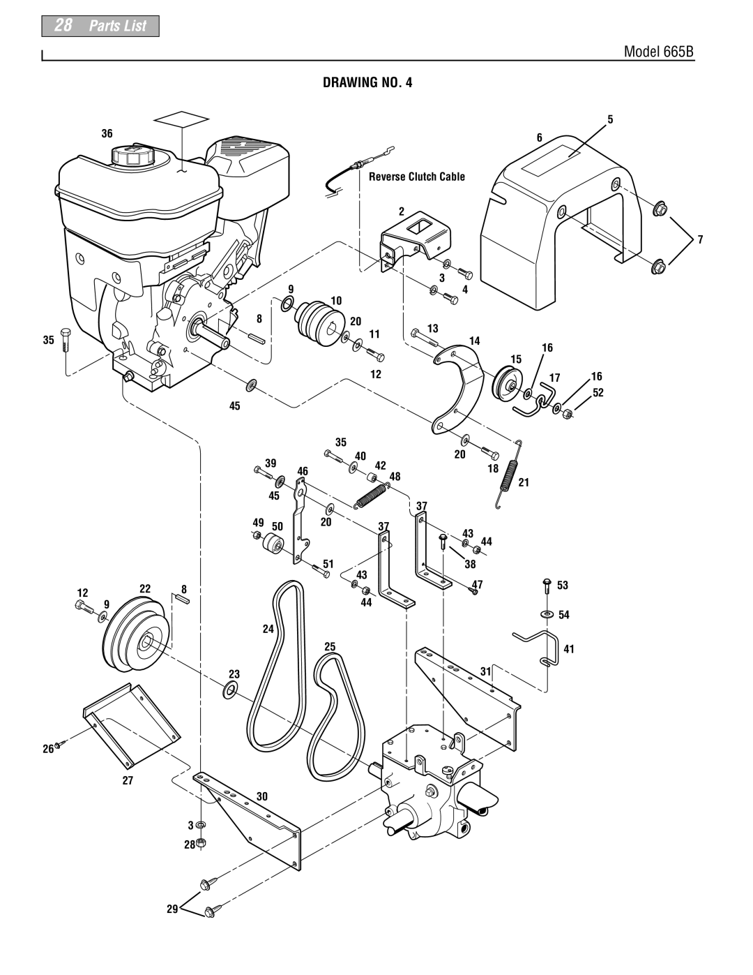 Troy-Bilt 665B manual Reverse Clutch Cable 4020 