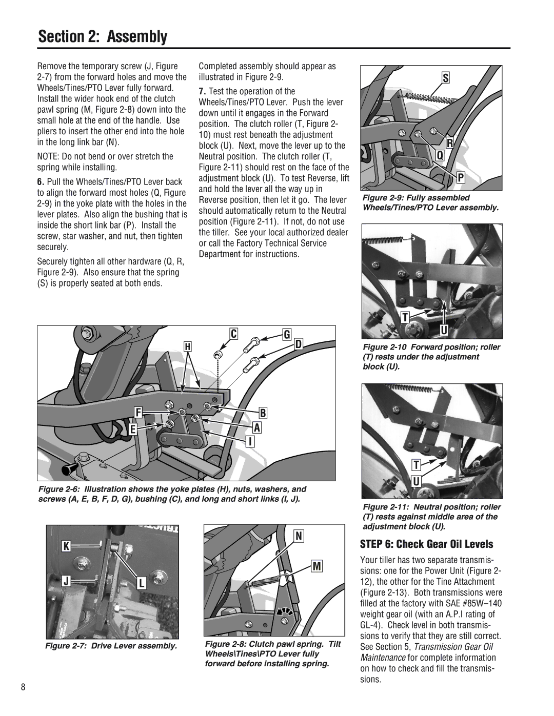 Troy-Bilt E682L, 682J, E686N manual Check Gear Oil Levels, Remove the temporary screw J, Figure 