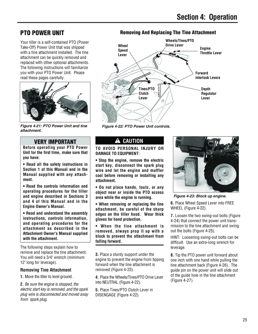 Troy-Bilt 682J, E686N, E682L manual Removing And Replacing The Tine Attachment, Removing Tine Attachment 