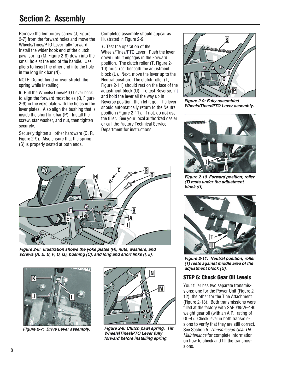 Troy-Bilt E686NHorseTM, 682JHorseTM, E682LHorseTM manual Check Gear Oil Levels, Remove the temporary screw J, Figure 