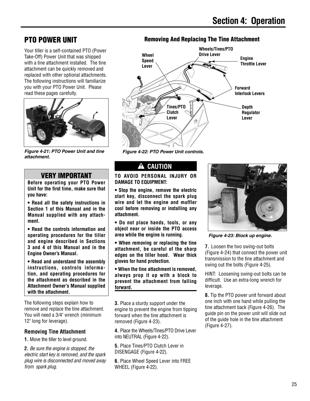 Troy-Bilt E683G-Big Red, 683-Horse, E683F-Horse manual Removing And Replacing The Tine Attachment, Removing Tine Attachment 