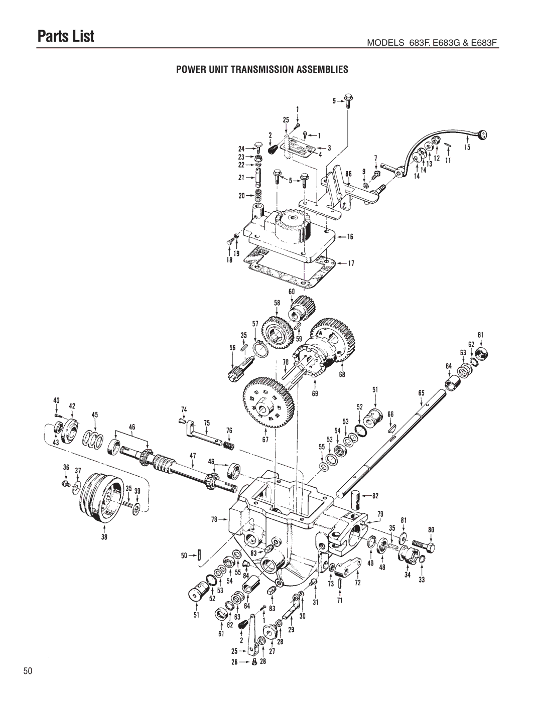 Troy-Bilt E683F-Horse, 683-Horse, E683G-Big Red manual Power Unit Transmission Assemblies 