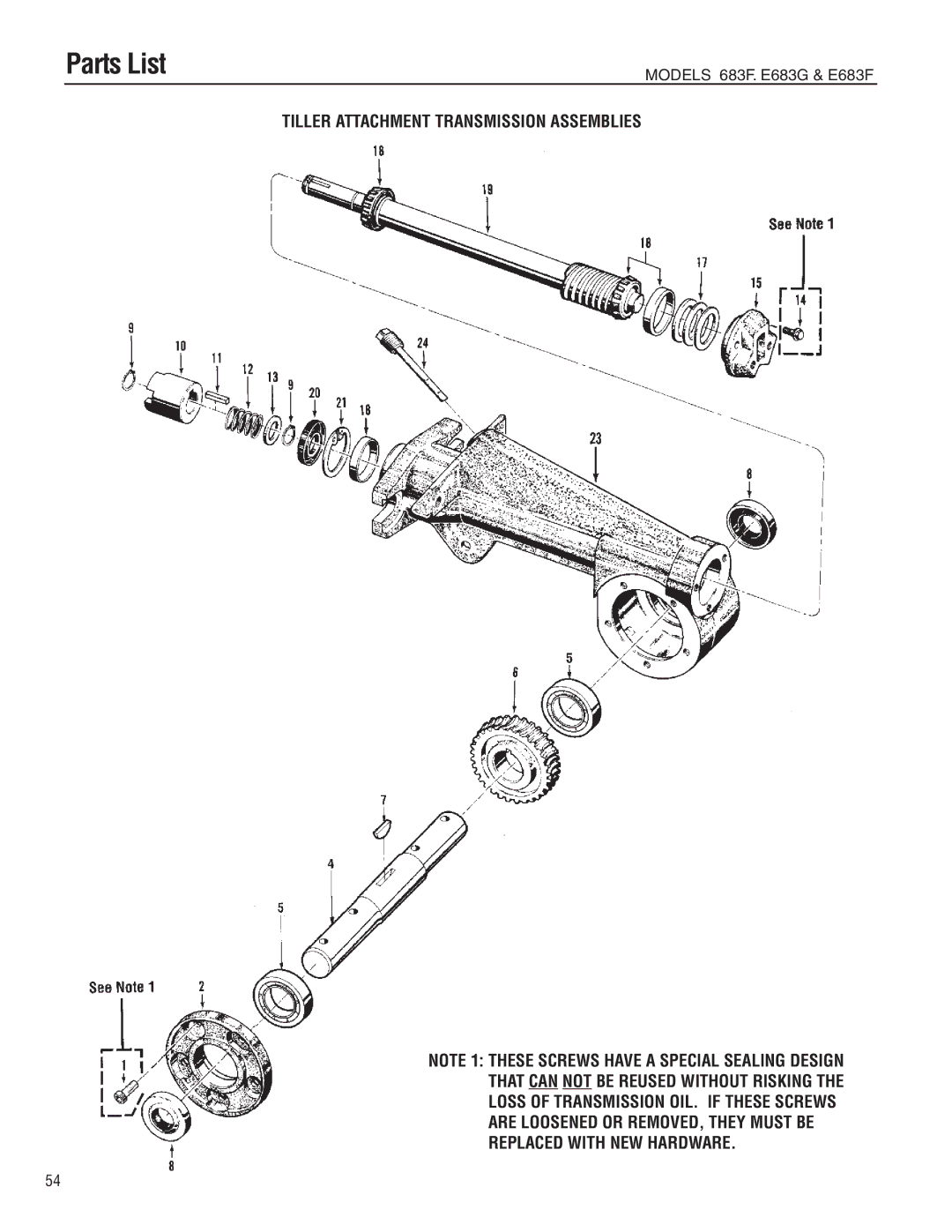 Troy-Bilt 683-Horse, E683G-Big Red, E683F-Horse manual Parts List 