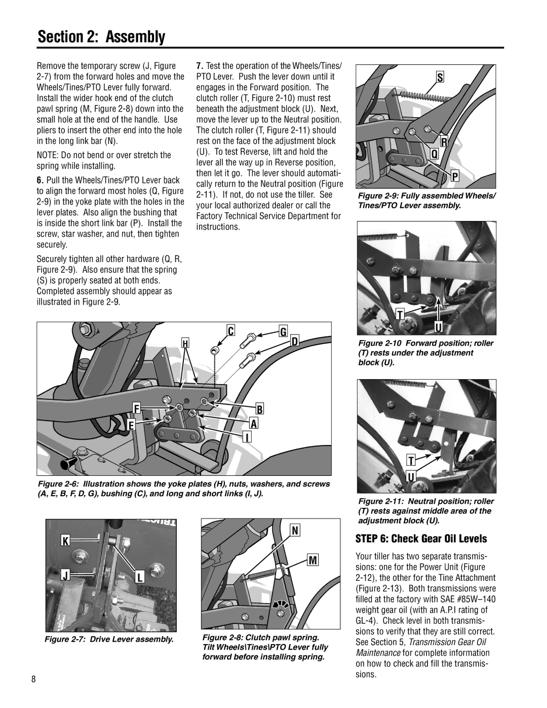 Troy-Bilt E683F-Horse, 683-Horse, E683G-Big Red manual Check Gear Oil Levels, Remove the temporary screw J, Figure 