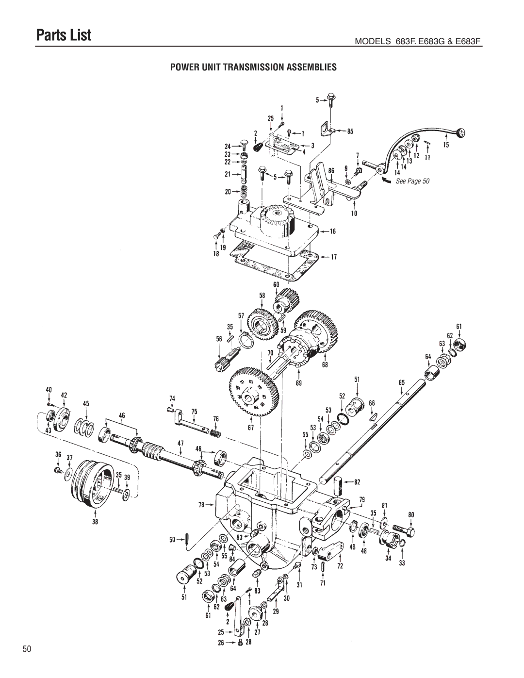 Troy-Bilt E683G, E683F manual Power Unit Transmission Assemblies 