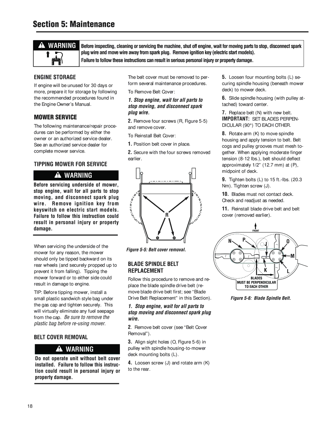 Troy-Bilt F753B manual Mower Service, Engine Storage, Tipping Mower for Service, Belt Cover Removal 