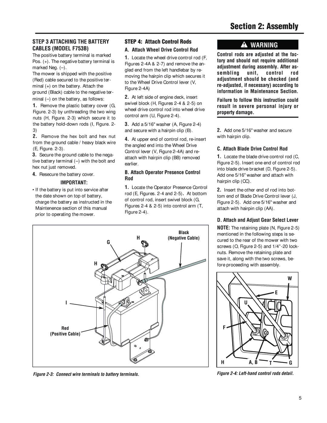 Troy-Bilt F753B manual Assembly, Attach Control Rods 