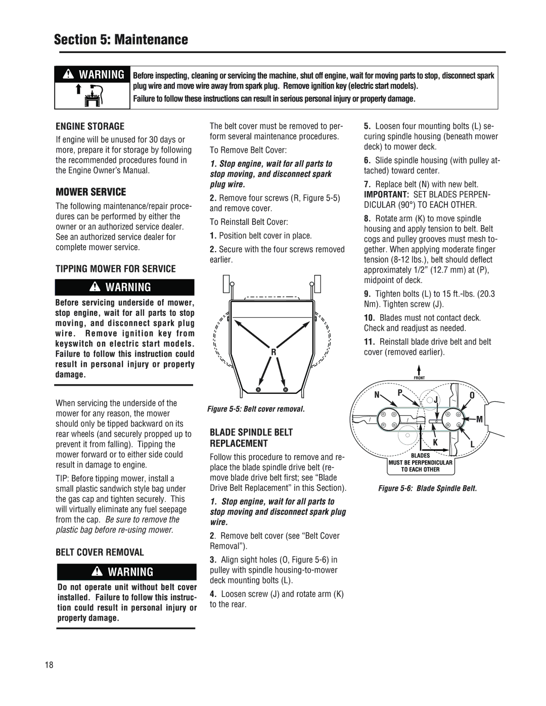 Troy-Bilt 753B, F753B manual Mower Service, Engine Storage, Tipping Mower for Service, Belt Cover Removal 