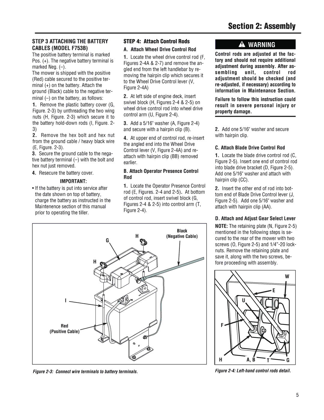 Troy-Bilt 753B, F753B manual Assembly, Attach Control Rods 