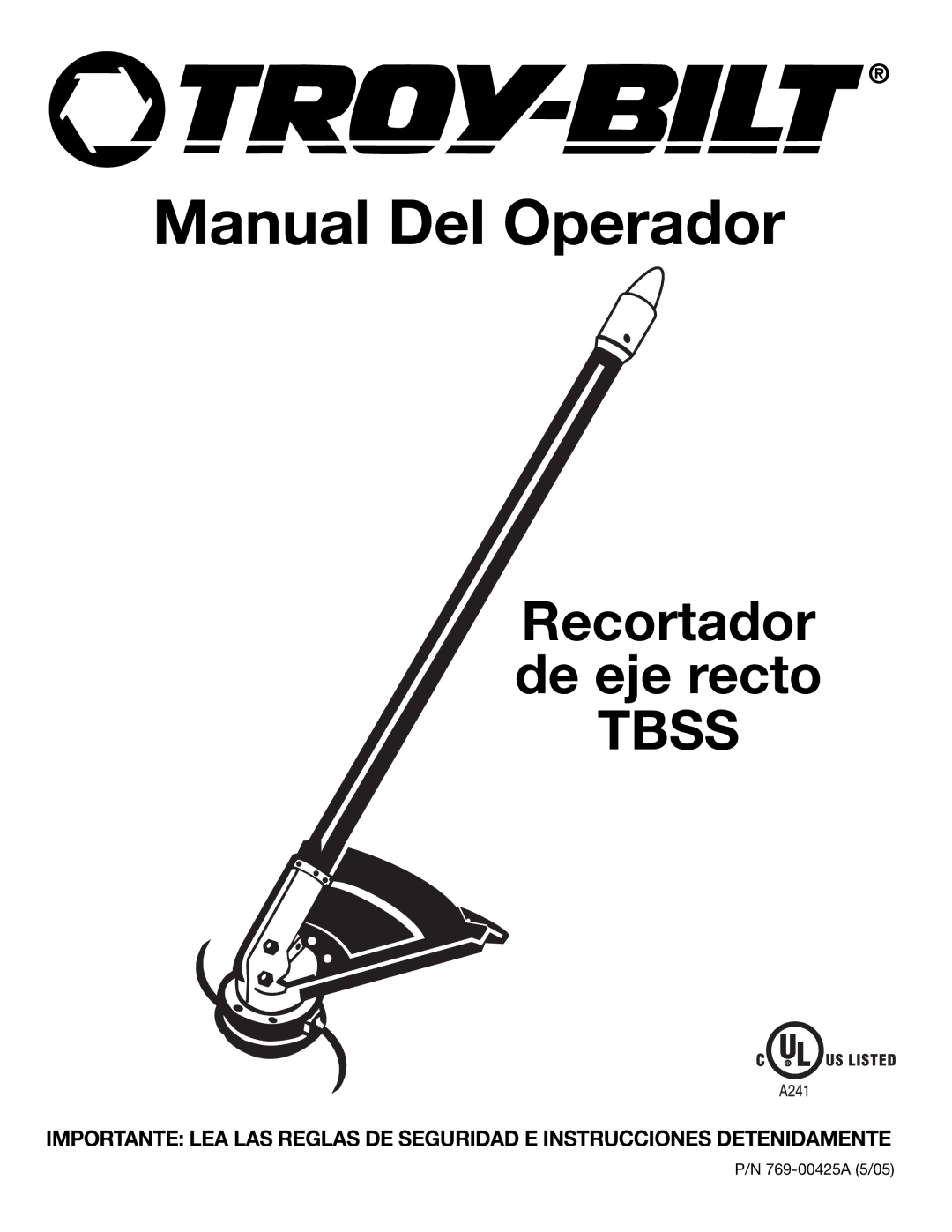 Troy-Bilt 769-00425A manual Manual Del Operador 