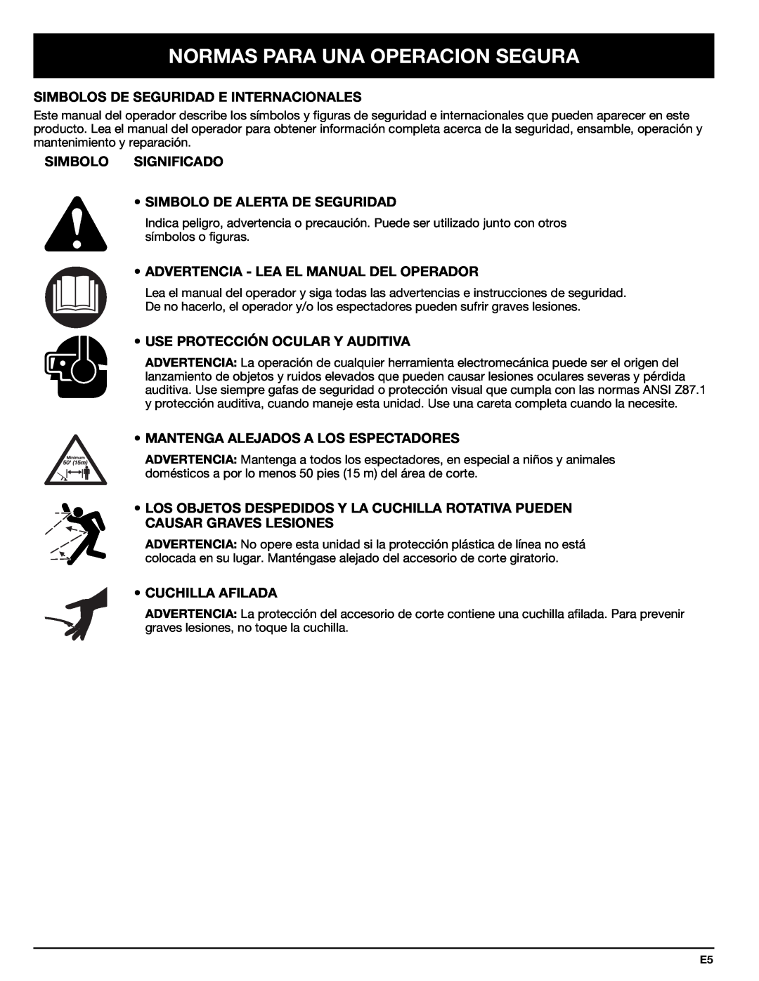 Troy-Bilt 769-00425A manual Simbolos De Seguridad E Internacionales, Simbolo Significado Simbolo De Alerta De Seguridad 