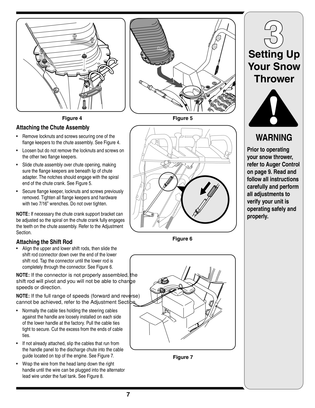 Troy-Bilt 769-02528 warranty Attaching the Chute Assembly, Attaching the Shift Rod 