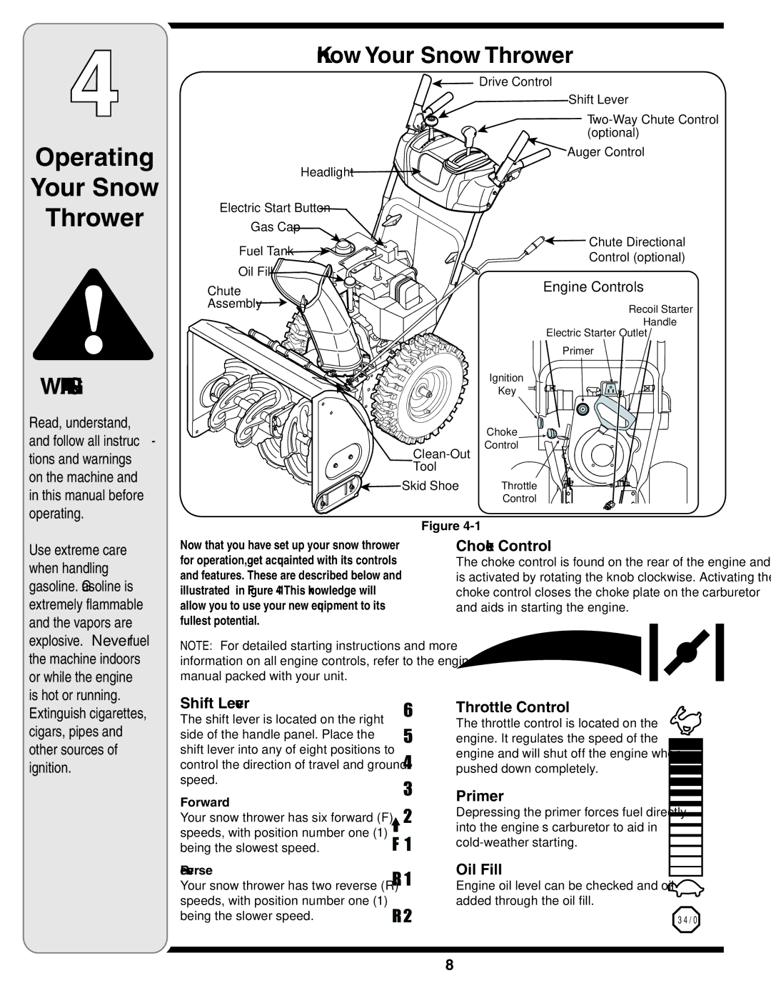 Troy-Bilt 769-03244 warranty Operating Your Snow Thrower, Know Your Snow Thrower 