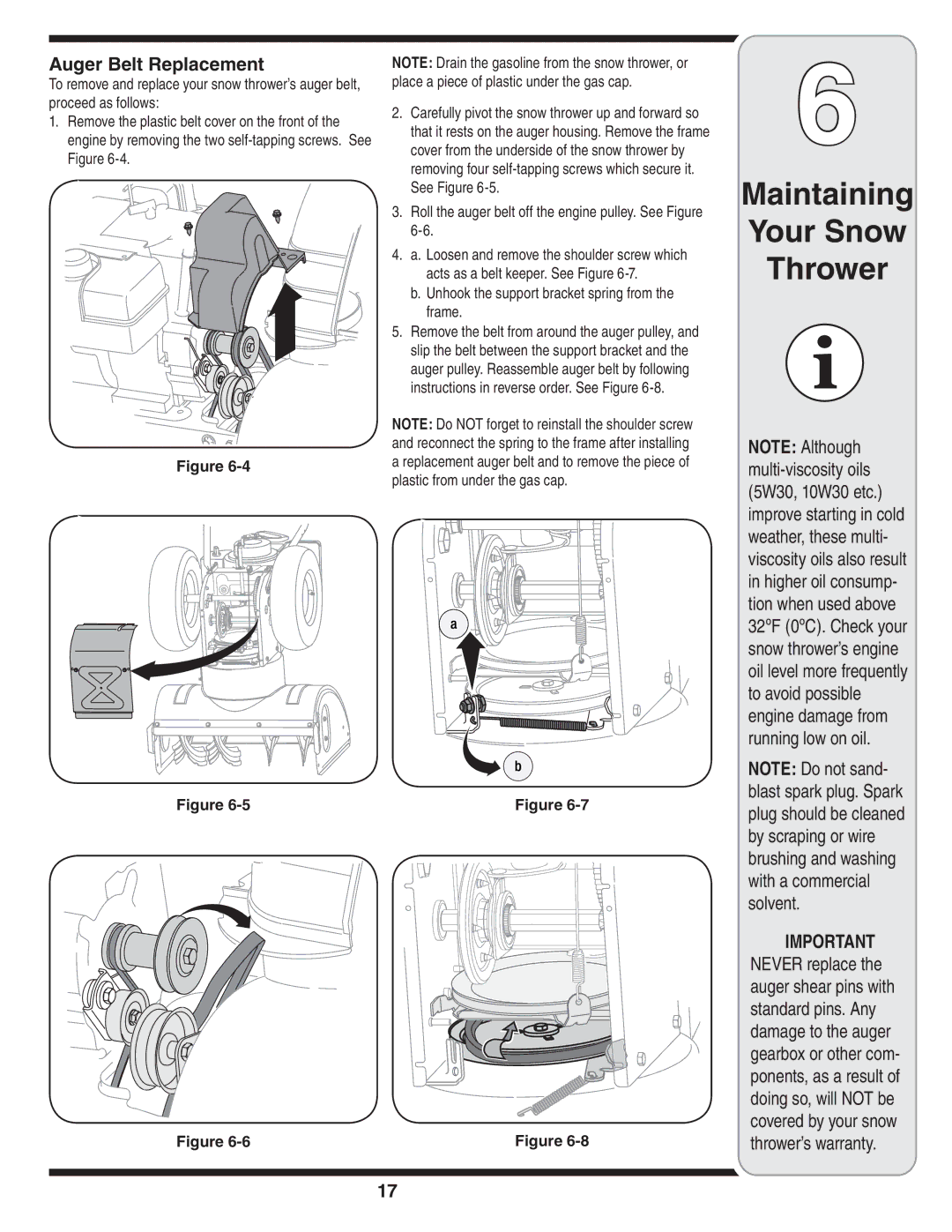 Troy-Bilt 769-03251 warranty Auger Belt Replacement, Unhook the support bracket spring from the frame 