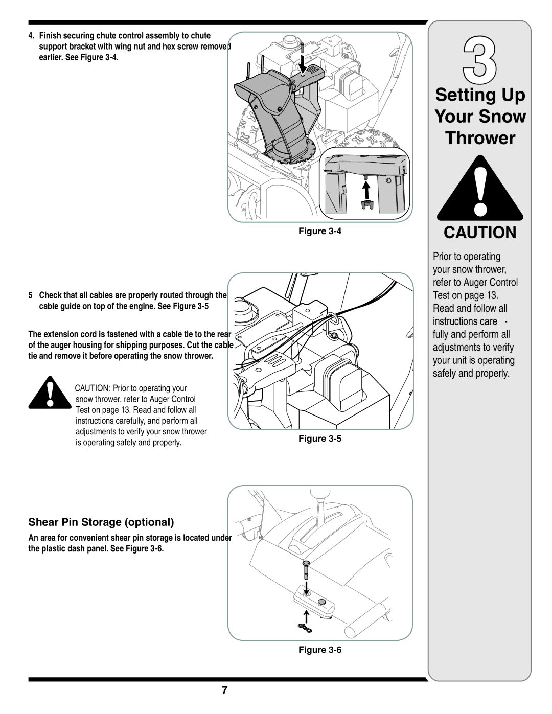 Troy-Bilt 769-03251 warranty Setting Up Your Snow Thrower, Shear Pin Storage optional 