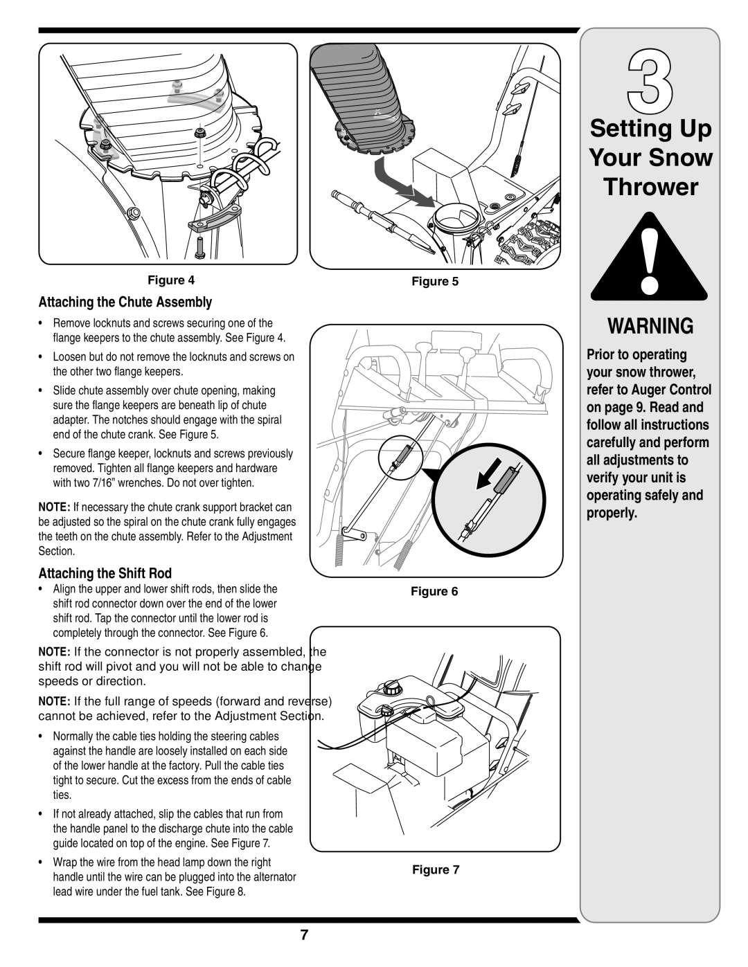 Troy-Bilt 769-03253 warranty Attaching the Chute Assembly, Attaching the Shift Rod 